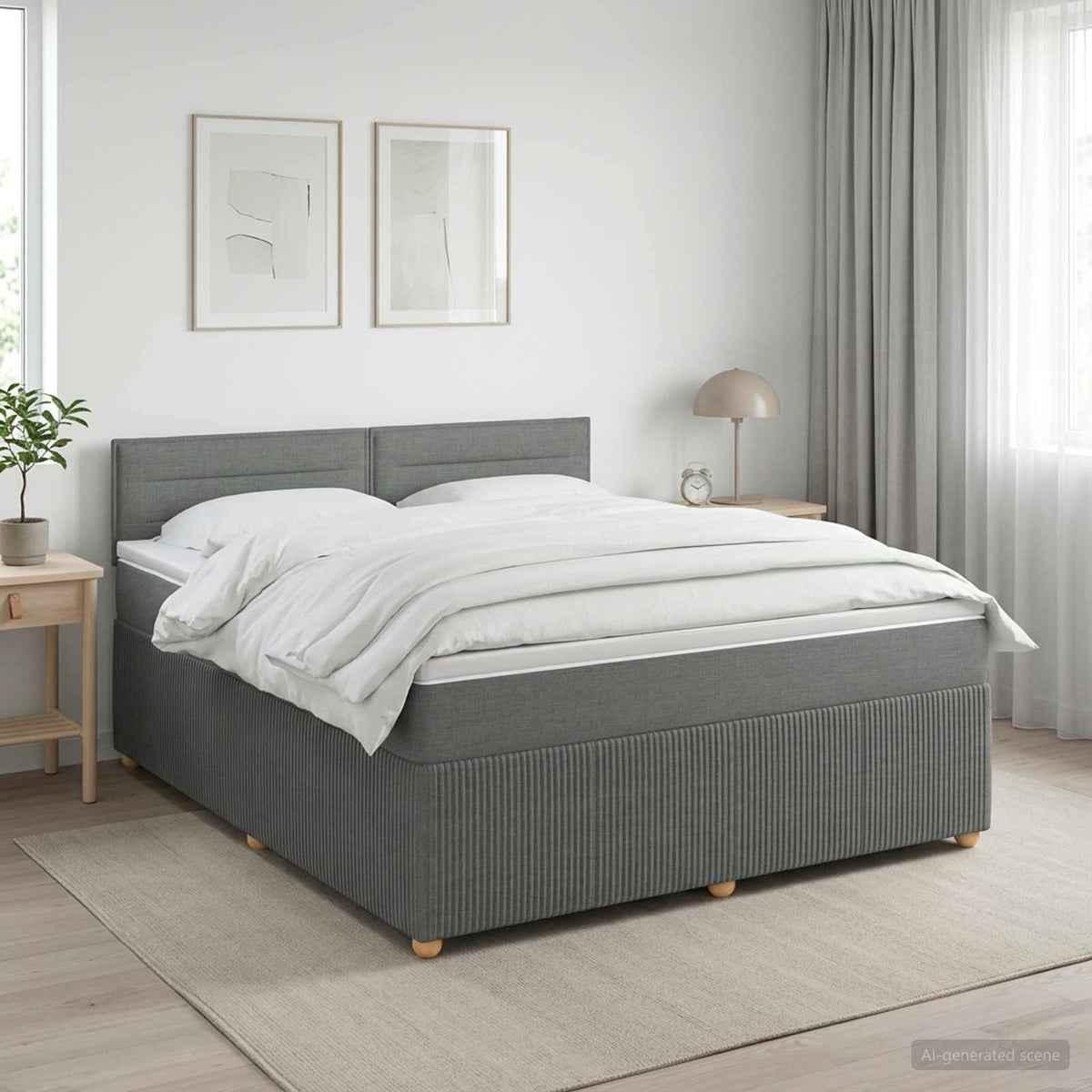 Boxspringbed met matras Donkergrijs 180 x 200 cm Stof is nu te koop bij PeponiXL, paradijselijk wonen!