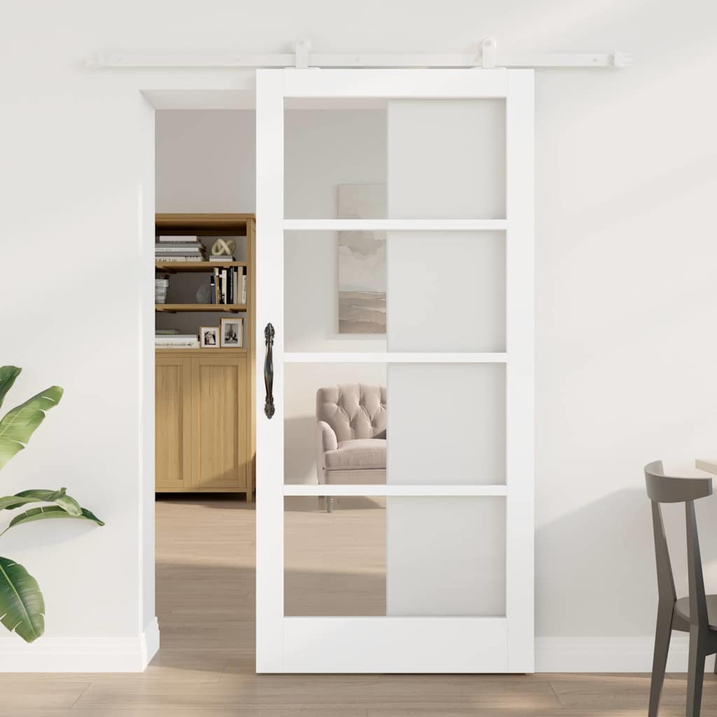 Schuifdeur ORKDAL Wit 93 x 202 cm Massief grenenhout en glas is nu te koop bij PeponiXL, paradijselijk wonen!