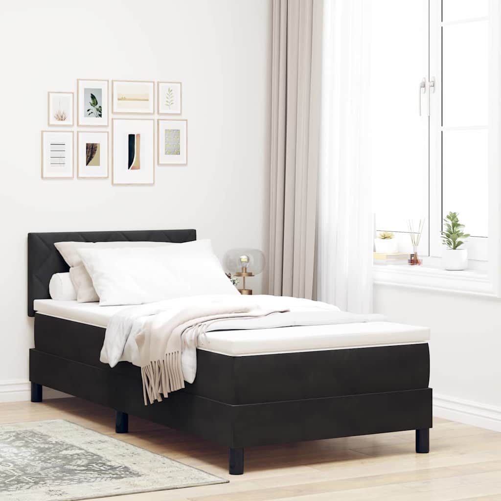 Boxspringbed met matras Zwart 100 x 200 cm Fluweel is nu te koop bij PeponiXL, paradijselijk wonen!