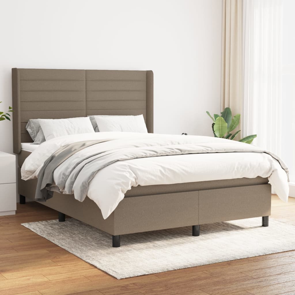 Boxspring met matras stof taupe 140x200 cm is nu te koop bij PeponiXL, paradijselijk wonen!