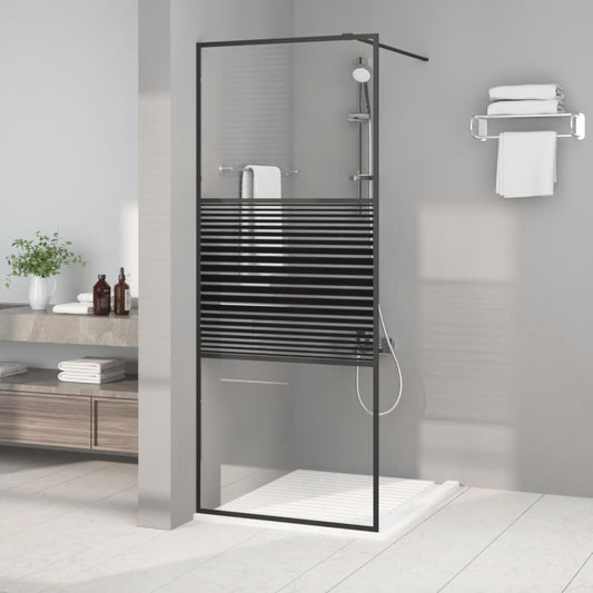 Inloopdouchewand 80x195 cm transparant ESG-glas zwart is nu te koop bij PeponiXL, paradijselijk wonen!