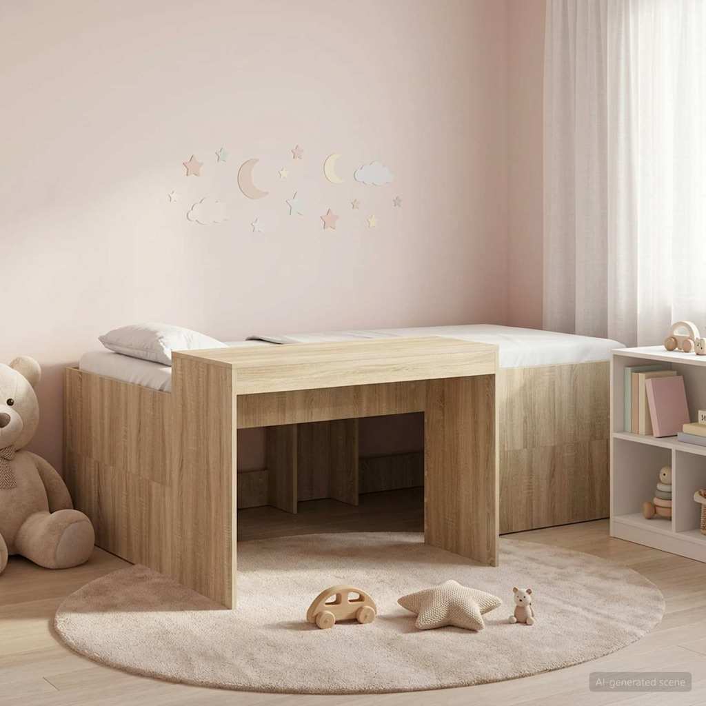 Hoge Bed Frame met Bureau voor Kinderen Sonoma Eiken is nu te koop bij PeponiXL, paradijselijk wonen!