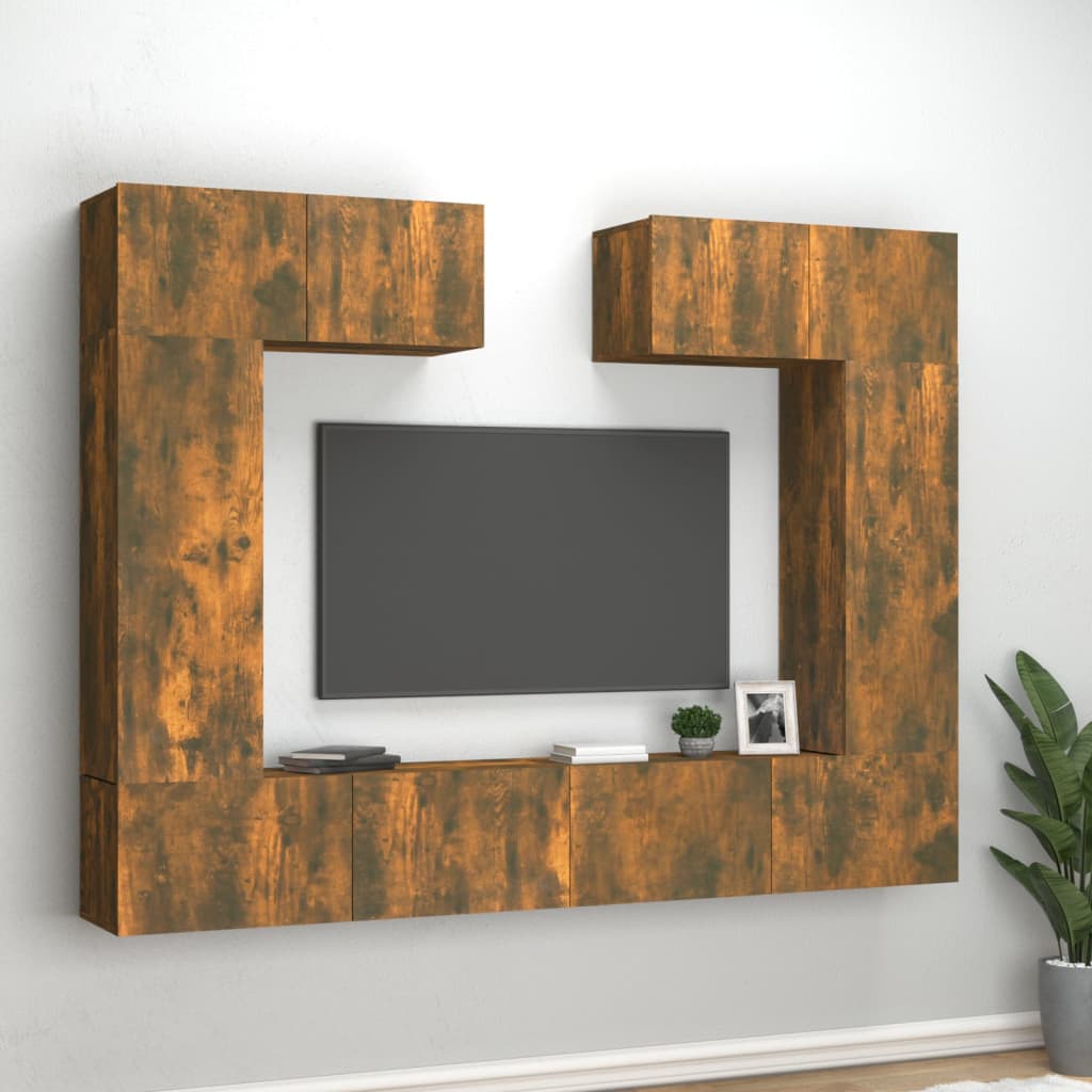 6-delige Tv-meubelset bewerkt hout gerookt eikenkleurig is nu te koop bij PeponiXL, paradijselijk wonen!