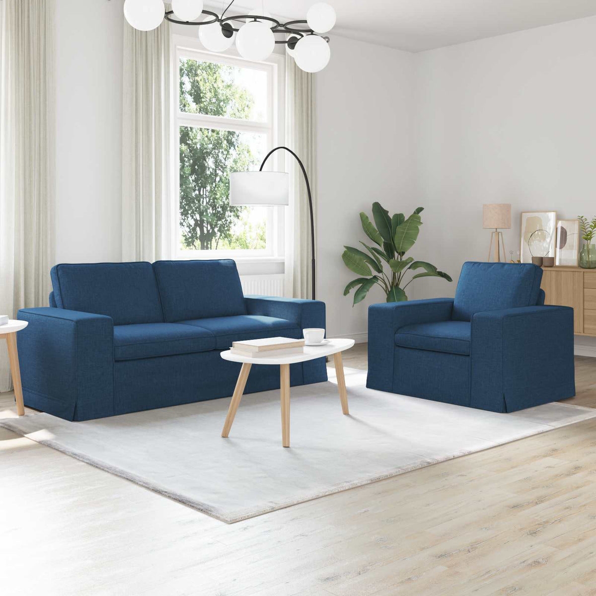 Bankstel 2 pcs Blauw 182 x 80 x 82 cm Stof is nu te koop bij PeponiXL, paradijselijk wonen!