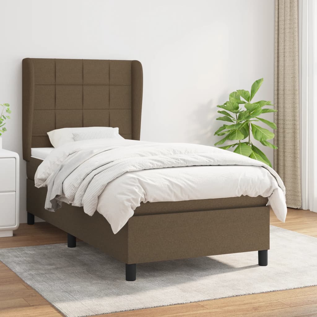 Boxspring met matras stof donkerbruin 90x190 cm is nu te koop bij PeponiXL, paradijselijk wonen!