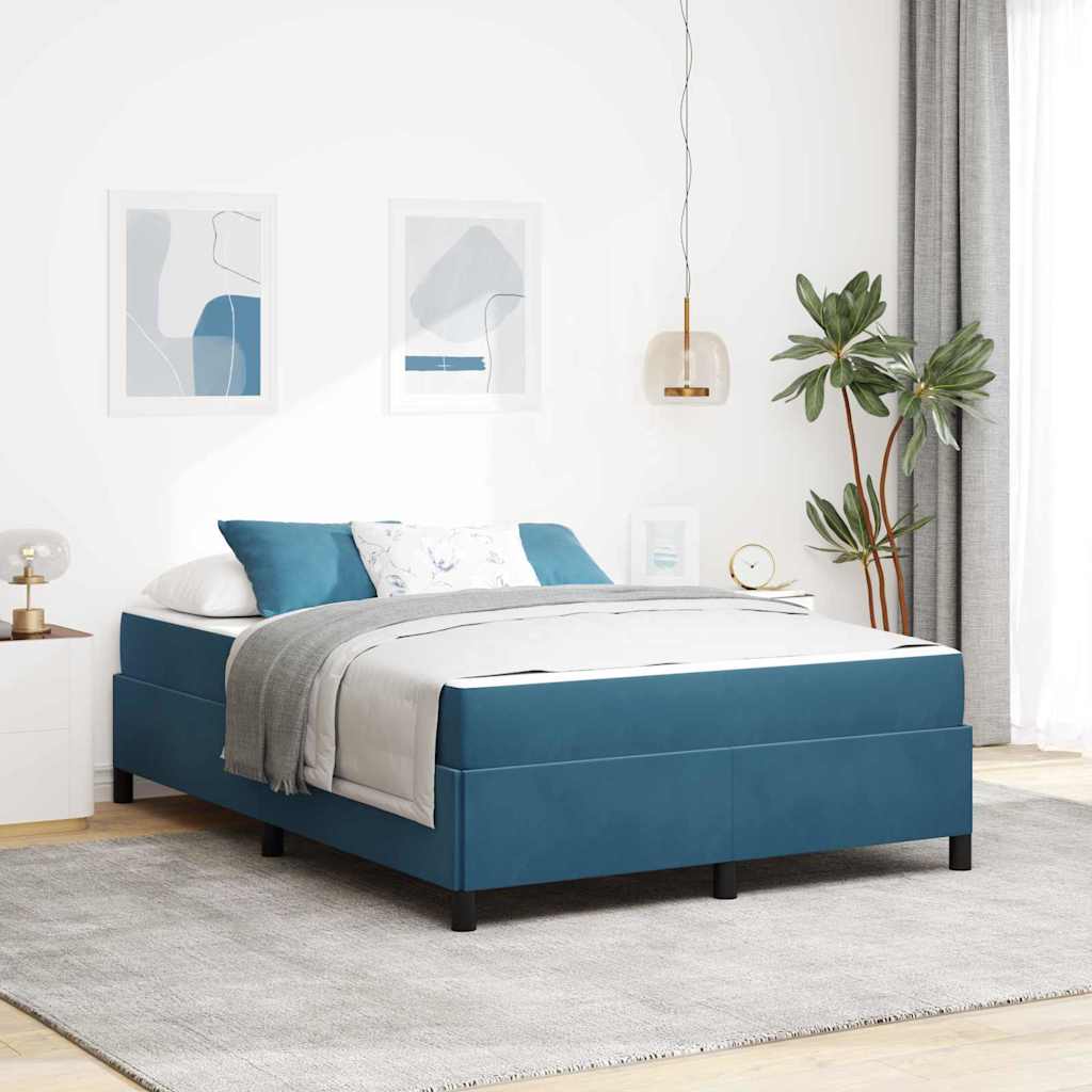 Bedframe met matras Donkerblauw 160 x 200 cm Stof is nu te koop bij PeponiXL, paradijselijk wonen!