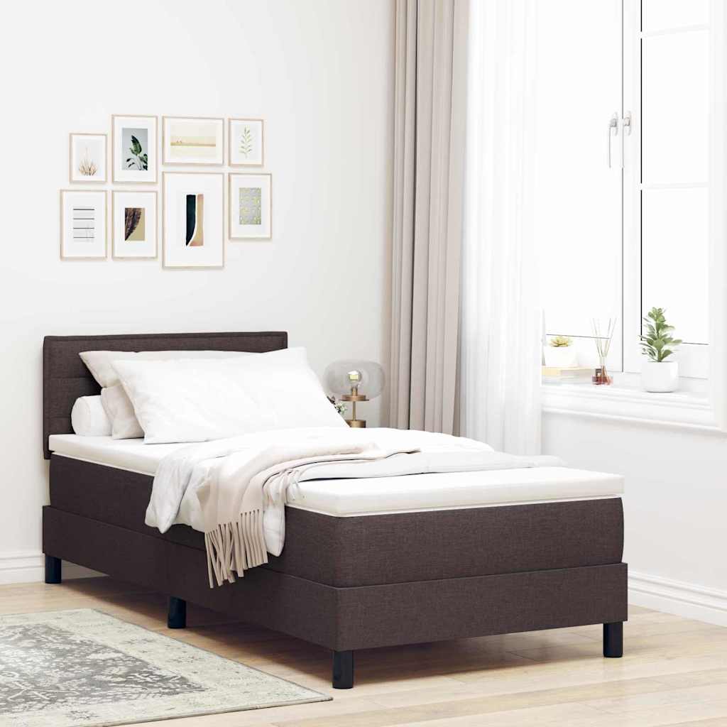 Boxspringbed met hoofdeinde Donkerbruin 80 x 200 cm Stof is nu te koop bij PeponiXL, paradijselijk wonen!