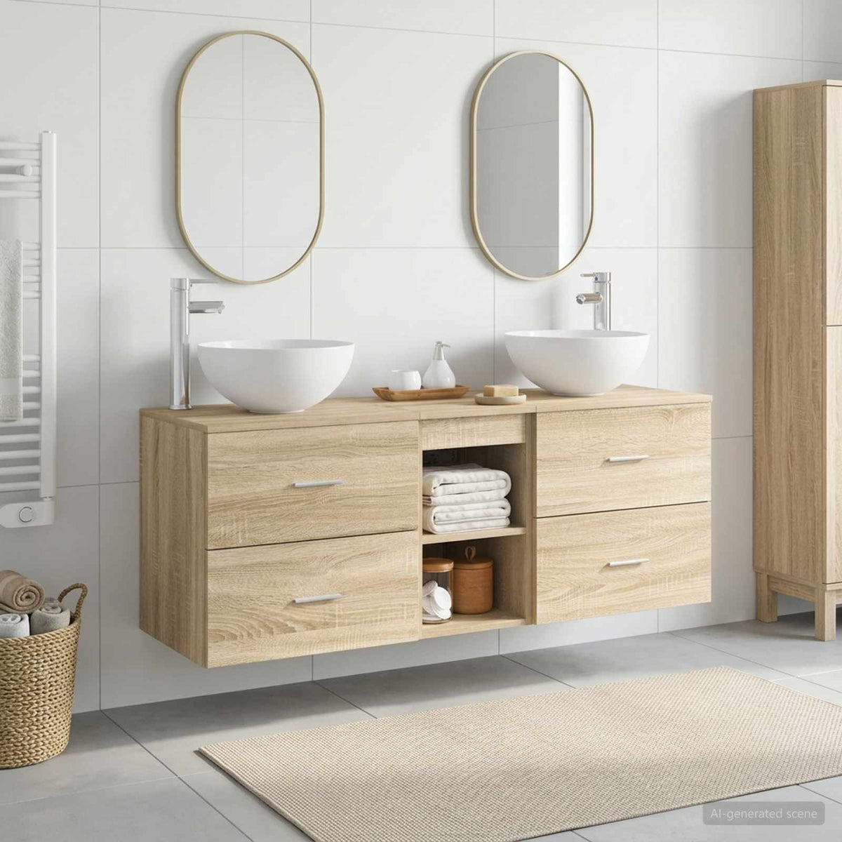 Badkamerkastenset 3 st Sonoma Eiken 49,5 x 41 x 64,5 cm is nu te koop bij PeponiXL, paradijselijk wonen!
