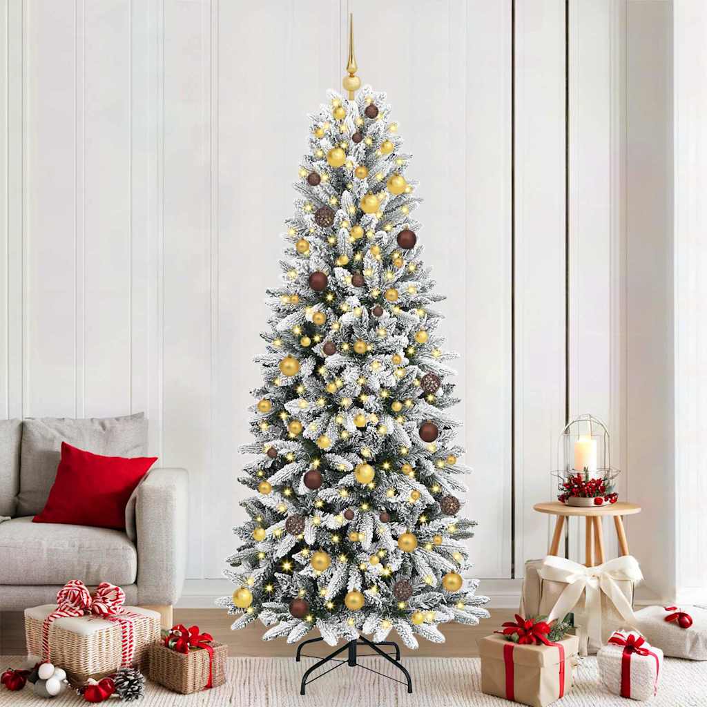 Kunstkerstboom Wit 210 cm PVC en Plastic en Staal en PE is nu te koop bij PeponiXL, paradijselijk wonen!