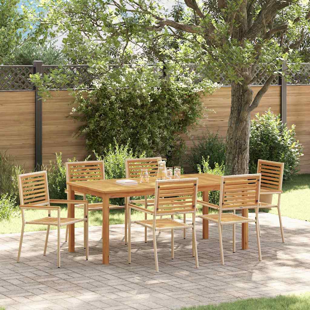 Tuin eettafelset 7 pcs Beige Massief Acaciahout is nu te koop bij PeponiXL, paradijselijk wonen!