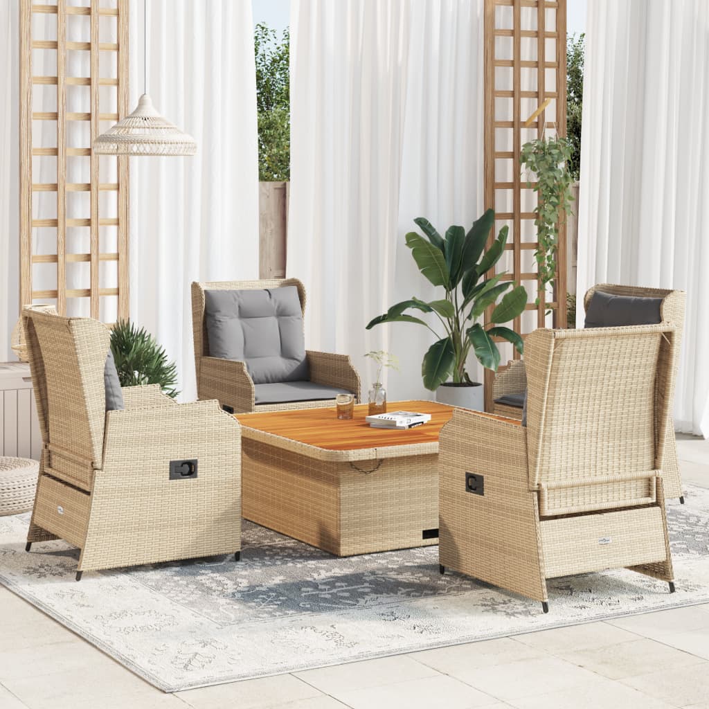 5-delige Loungeset met kussens poly rattan beige is nu te koop bij PeponiXL, paradijselijk wonen!
