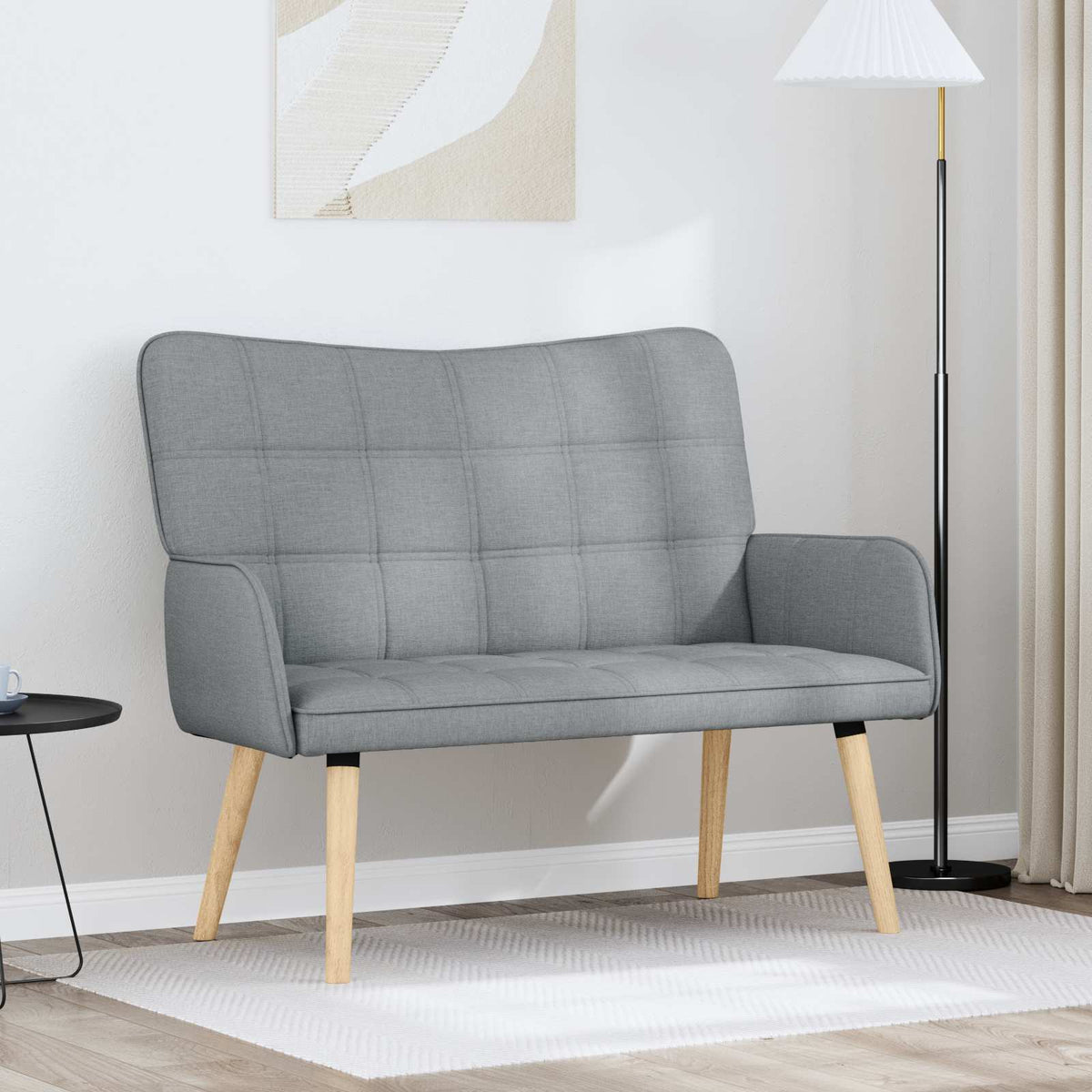 Twee Persoons Sofa Lichtgrijs 115 x 61 x 87 cm Stof is nu te koop bij PeponiXL, paradijselijk wonen!