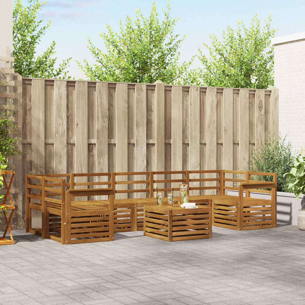 Sofa-Sets 8 pcs Naturel Massief Acaciahout is nu te koop bij PeponiXL, paradijselijk wonen!
