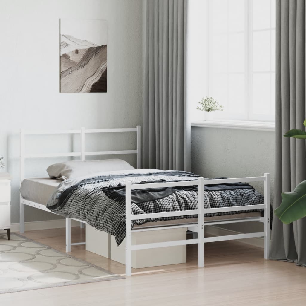 Bedframe met hoofd- en voeteneinde metaal wit 120x190 cm is nu te koop bij PeponiXL, paradijselijk wonen!