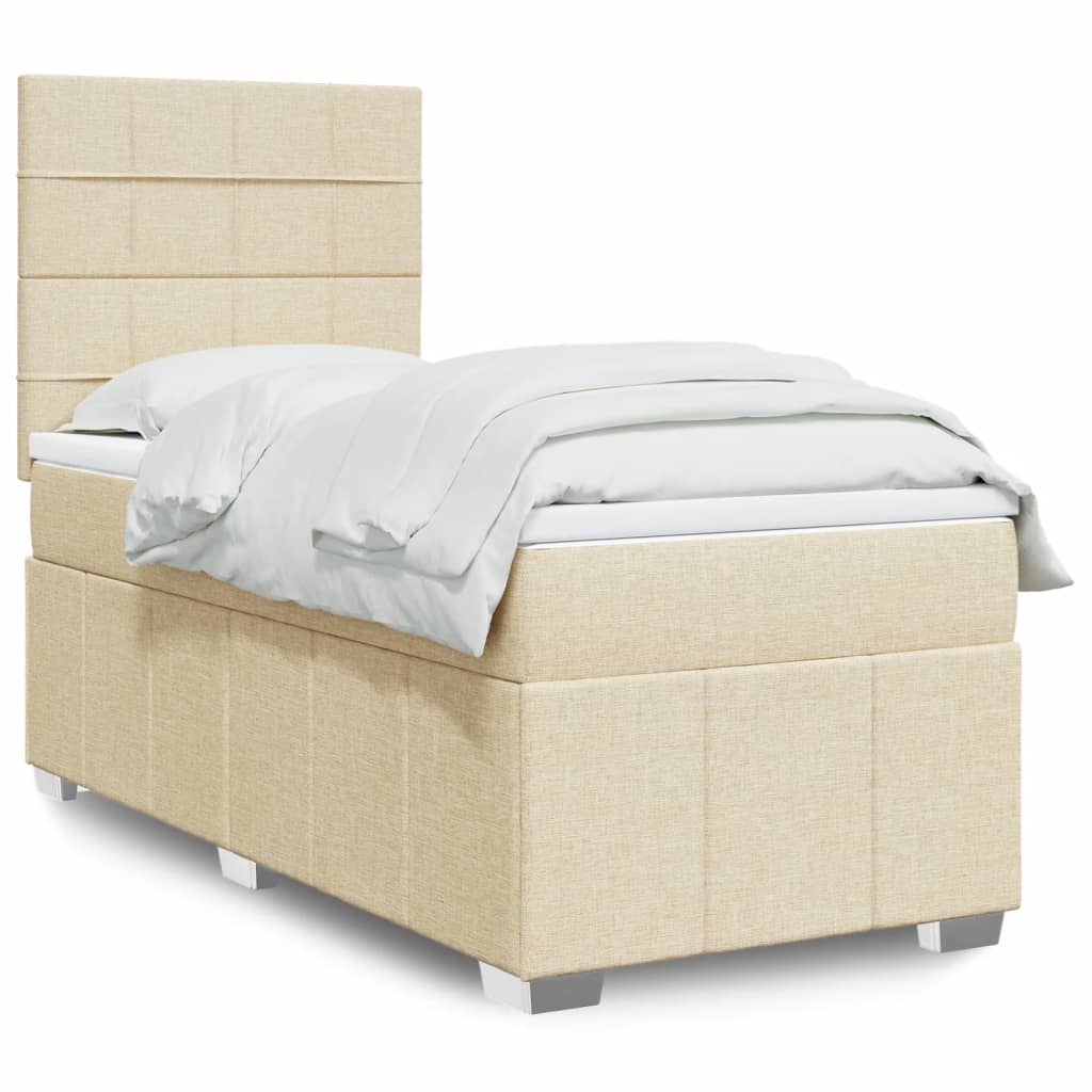 Boxspring met matras stof crèmekleurig 80x200 cm is nu te koop bij PeponiXL, paradijselijk wonen!