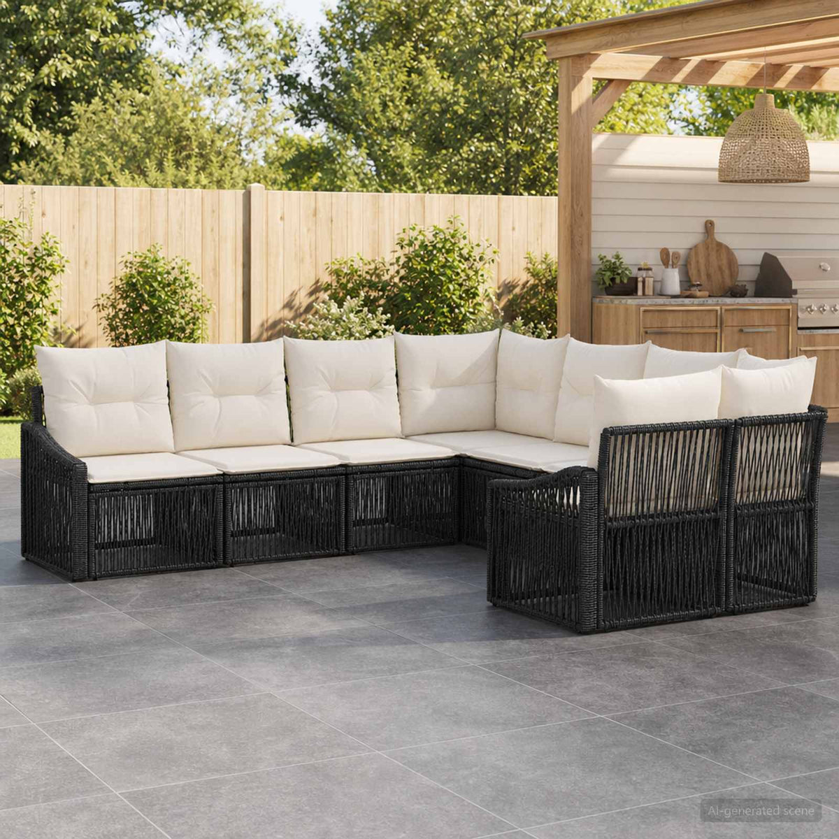 Tuinbankenset 8 st 8-Aantal zitplaatsen Zwart poly rattan is nu te koop bij PeponiXL, paradijselijk wonen!