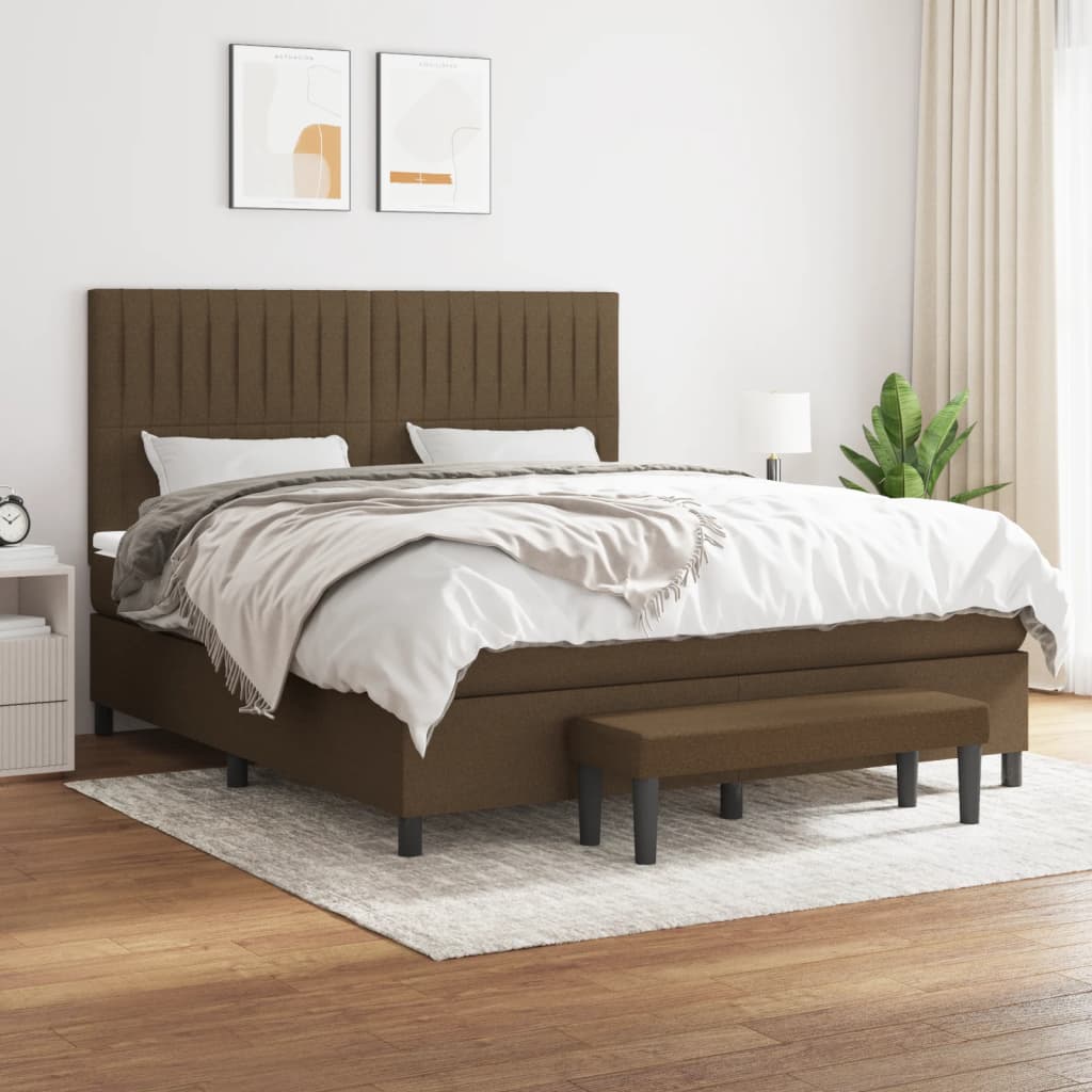 Boxspring met matras stof donkerbruin 180x200 cm is nu te koop bij PeponiXL, paradijselijk wonen!