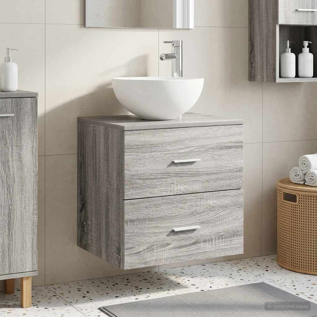Wandgemonteerde Wastafel Vanity Grijs Sonoma 49,5 x 35 x 63 cm is nu te koop bij PeponiXL, paradijselijk wonen!