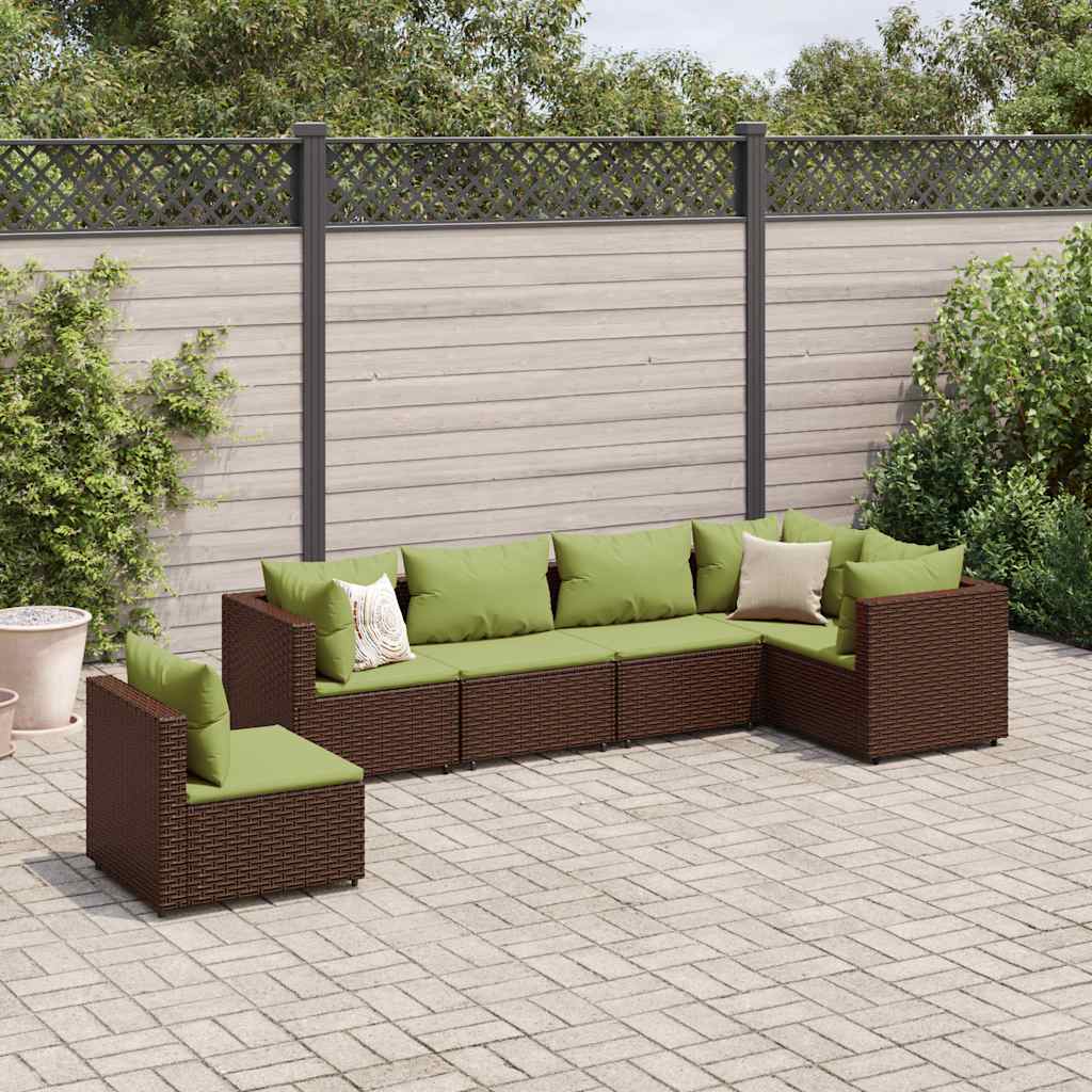 6-delige Loungeset met kussens poly rattan bruin is nu te koop bij PeponiXL, paradijselijk wonen!