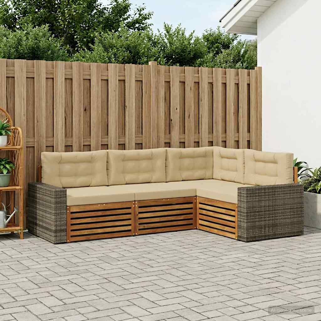 Buiten bankenset 4 pcs Natuurlijk en Beige is nu te koop bij PeponiXL, paradijselijk wonen!