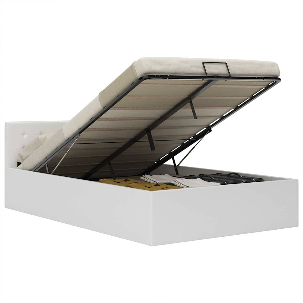 Bedframe met opbergruimte hydraulisch kunstleer wit 120x200 cm is nu te koop bij PeponiXL, paradijselijk wonen!