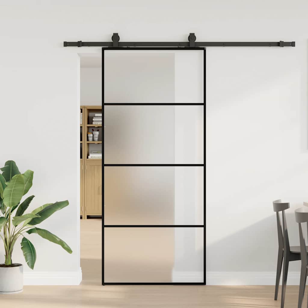 Schuifdeur met beslagset 90x205 cm ESG glas zwart is nu te koop bij PeponiXL, paradijselijk wonen!