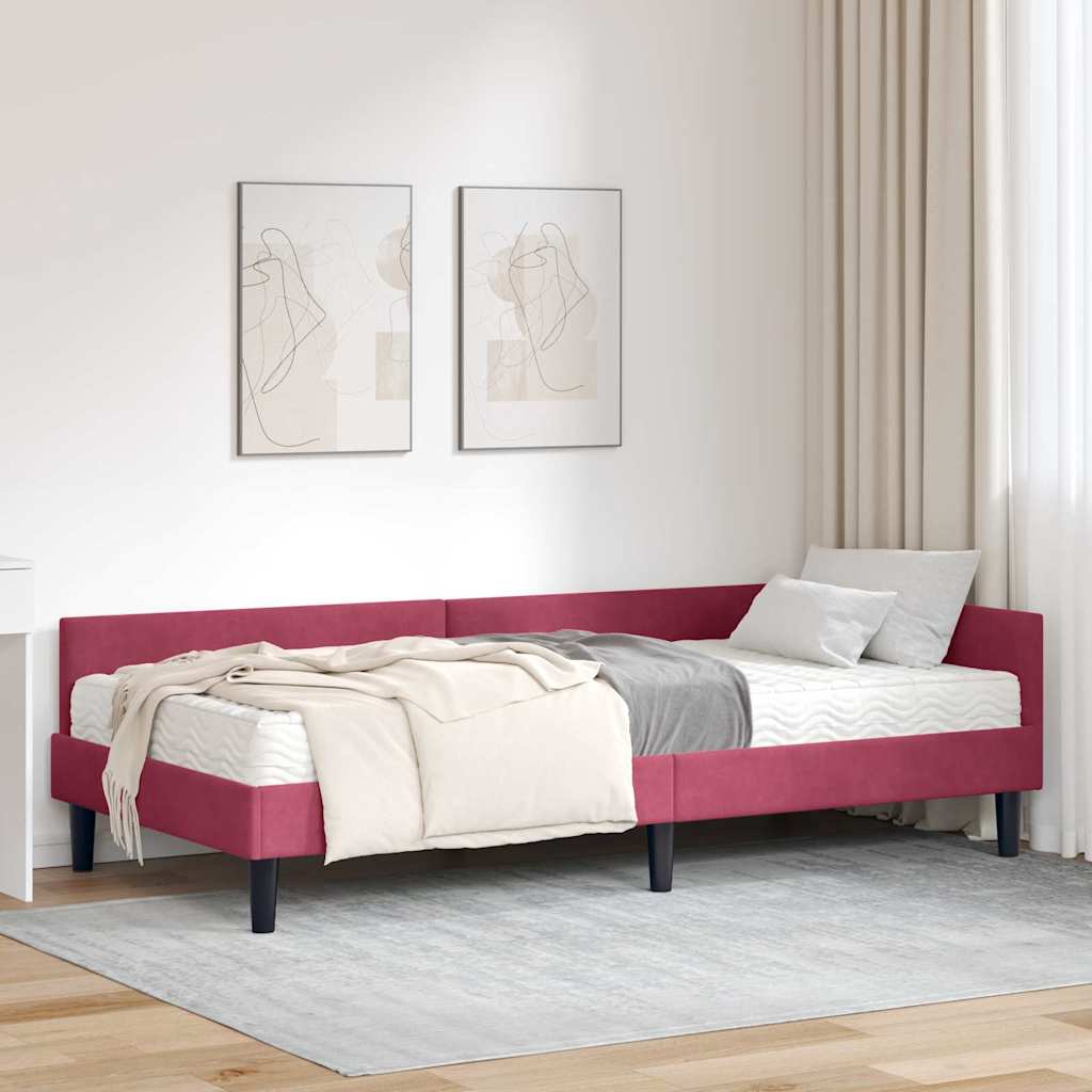 Hoekbedframe met Matras Anders 2 pcs Groen Fluweel is nu te koop bij PeponiXL, paradijselijk wonen!