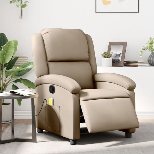 Massagestoel verstelbaar elektrisch kunstleer cappuccinokleurig is nu te koop bij PeponiXL, paradijselijk wonen!