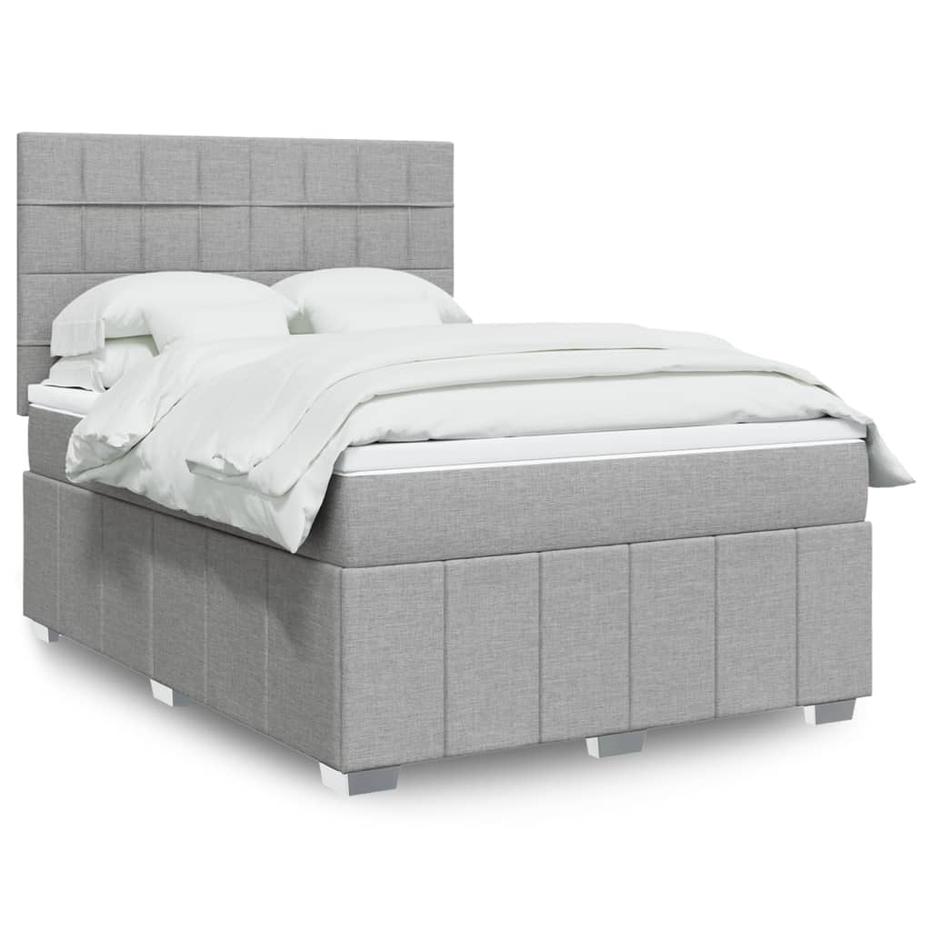 Boxspring met matras stof lichtgrijs 140x200 cm is nu te koop bij PeponiXL, paradijselijk wonen!