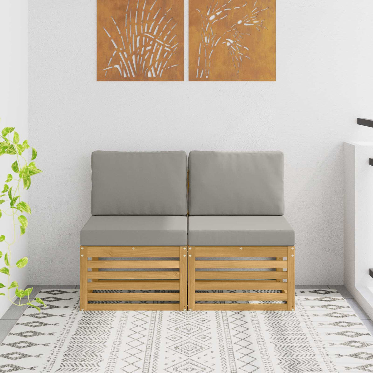 2 Stuk Buiten Midden Sofa Massief Acaciahout Wit is nu te koop bij PeponiXL, paradijselijk wonen!