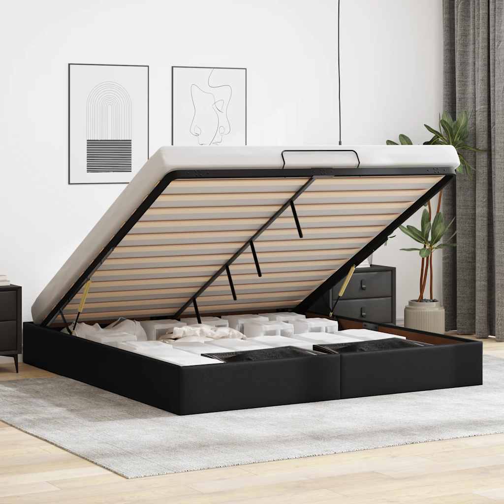 Bedframe zonder matras 180x200 cm kunstleer zwart is nu te koop bij PeponiXL, paradijselijk wonen!