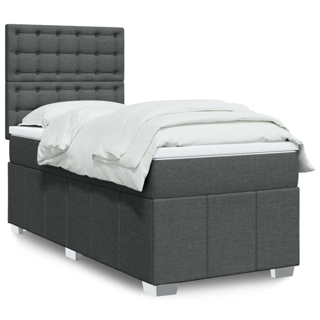 Boxspring met matras stof donkergrijs 100x200 cm is nu te koop bij PeponiXL, paradijselijk wonen!