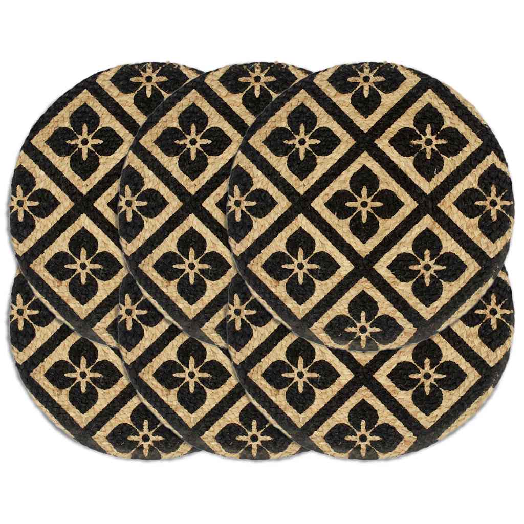 Placemats 6 st rond 38 cm jute zwart is nu te koop bij PeponiXL, paradijselijk wonen!