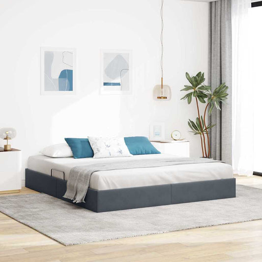 Opslag bed met opslag Donkergrijs 193 x 203 cm fluweel is nu te koop bij PeponiXL, paradijselijk wonen!