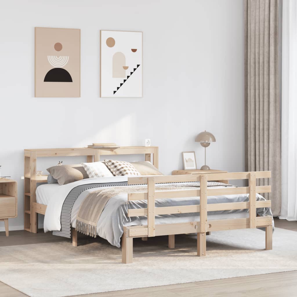 Bedframe met hoofdbord massief grenenhout wit 140x200 cm is nu te koop bij PeponiXL, paradijselijk wonen!