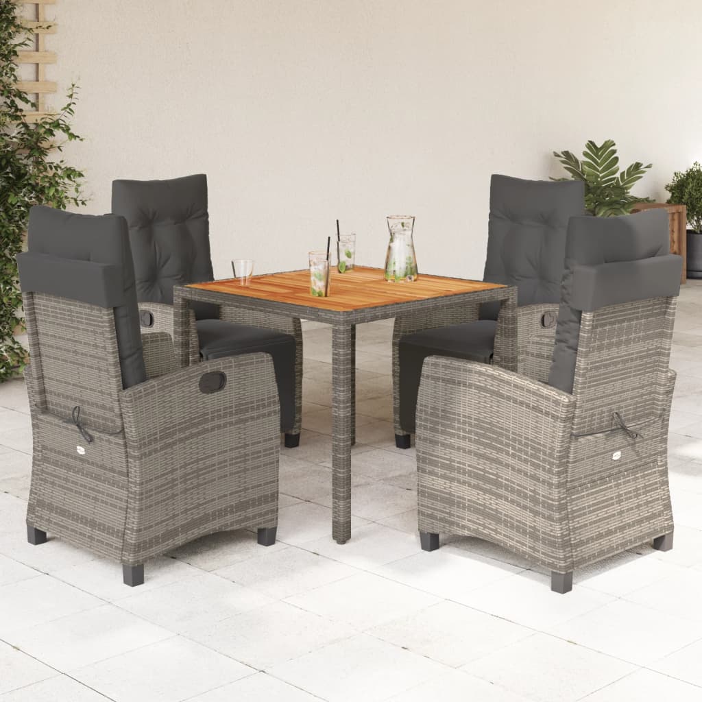5-delige Tuinset met kussens poly rattan grijs is nu te koop bij PeponiXL, paradijselijk wonen!