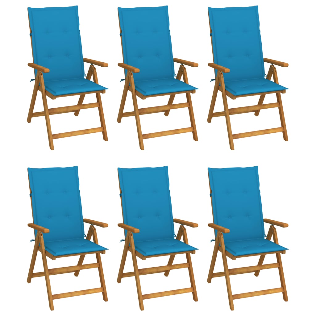 Tuinstoelen 6 st inklapbaar met kussens massief acaciahout is nu te koop bij PeponiXL, paradijselijk wonen!