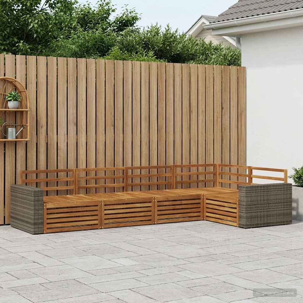 Buiten bankenset 5 pcs Naturel 331 x 172,5 x 73 cm is nu te koop bij PeponiXL, paradijselijk wonen!