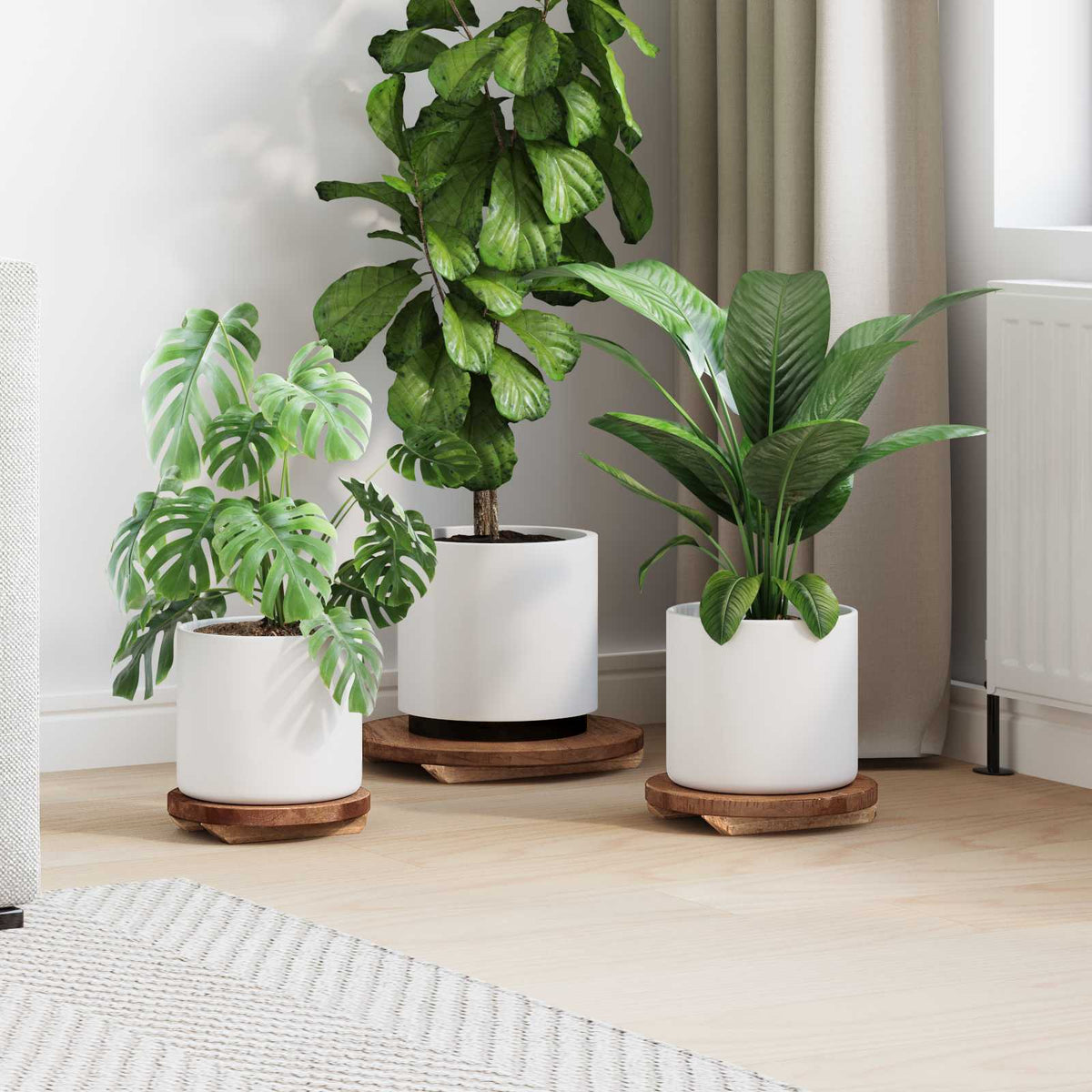 Plant Stool 3 pcs Bruin Mahoniehout is nu te koop bij PeponiXL, paradijselijk wonen!