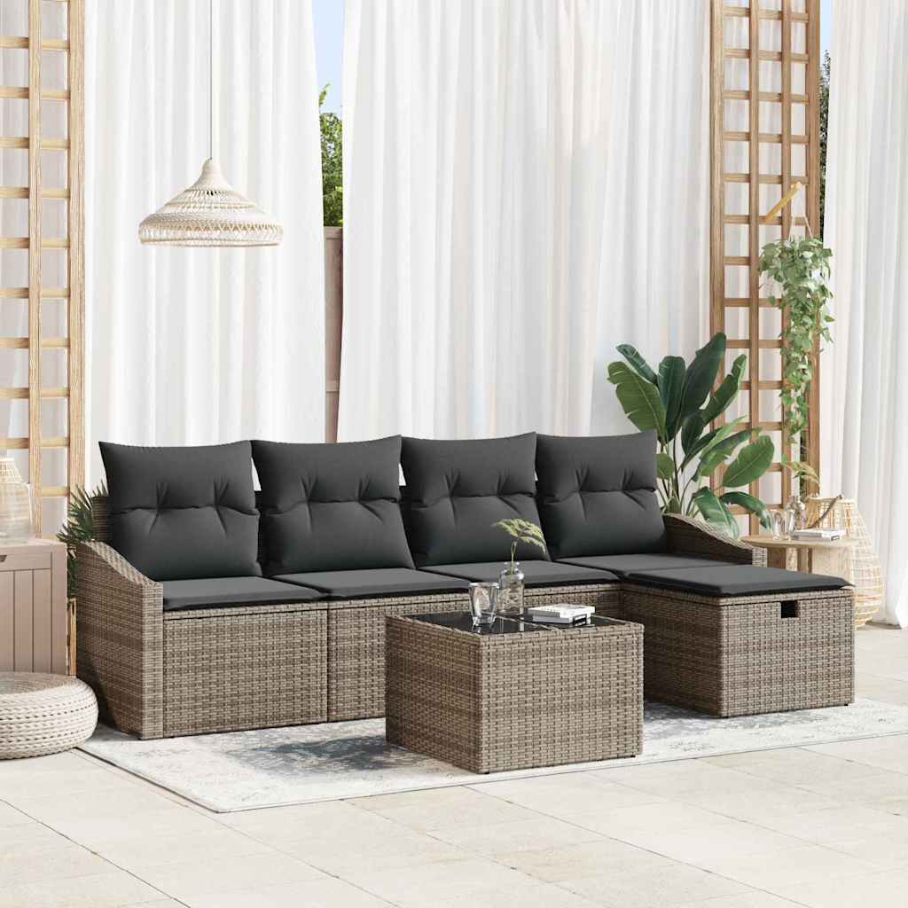 Bankstel met kussen met opslag Grijs poly rattan is nu te koop bij PeponiXL, paradijselijk wonen!
