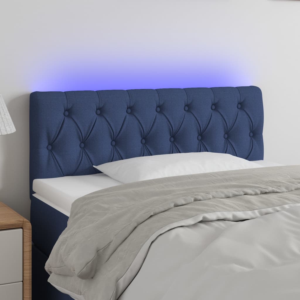 Hoofdbord LED 90x7x78/88 cm stof blauw is nu te koop bij PeponiXL, paradijselijk wonen!
