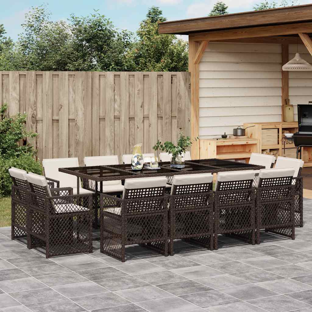 13-delige Tuinset met kussens poly rattan bruin is nu te koop bij PeponiXL, paradijselijk wonen!