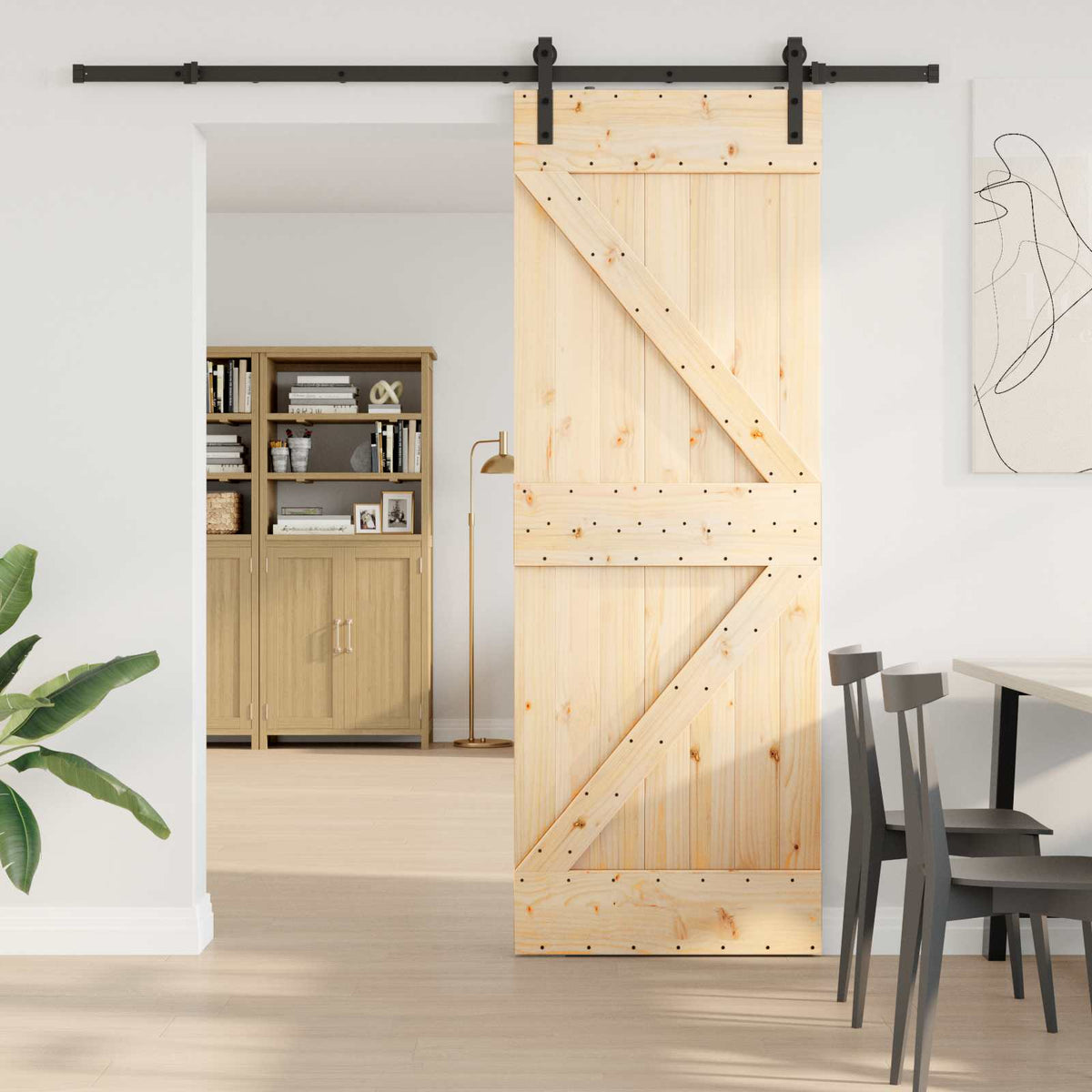 Schuifdeur NARVIK Naturel en Zwart 70 x 210 cm (213,5 cm) is nu te koop bij PeponiXL, paradijselijk wonen!
