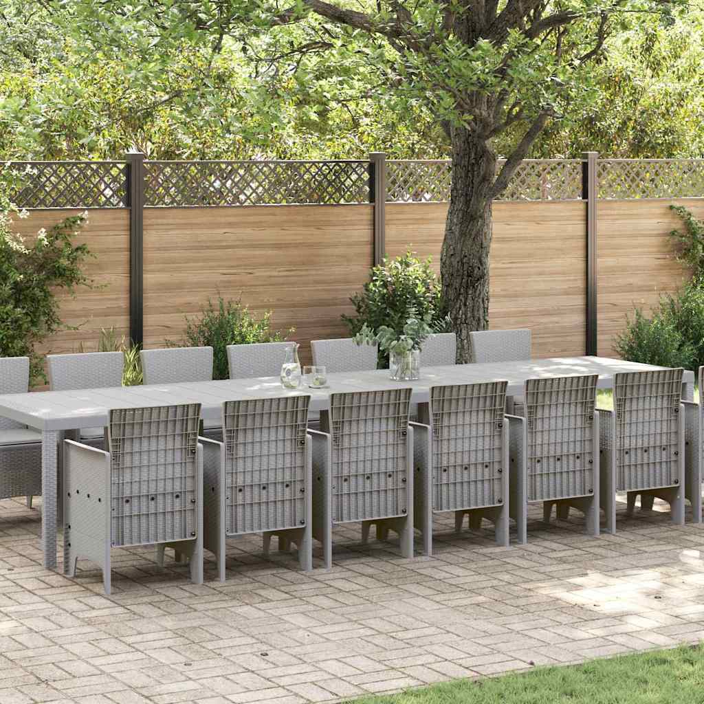 Tuin Eettafelset met kussens 15 st Lichtgrijs PP is nu te koop bij PeponiXL, paradijselijk wonen!