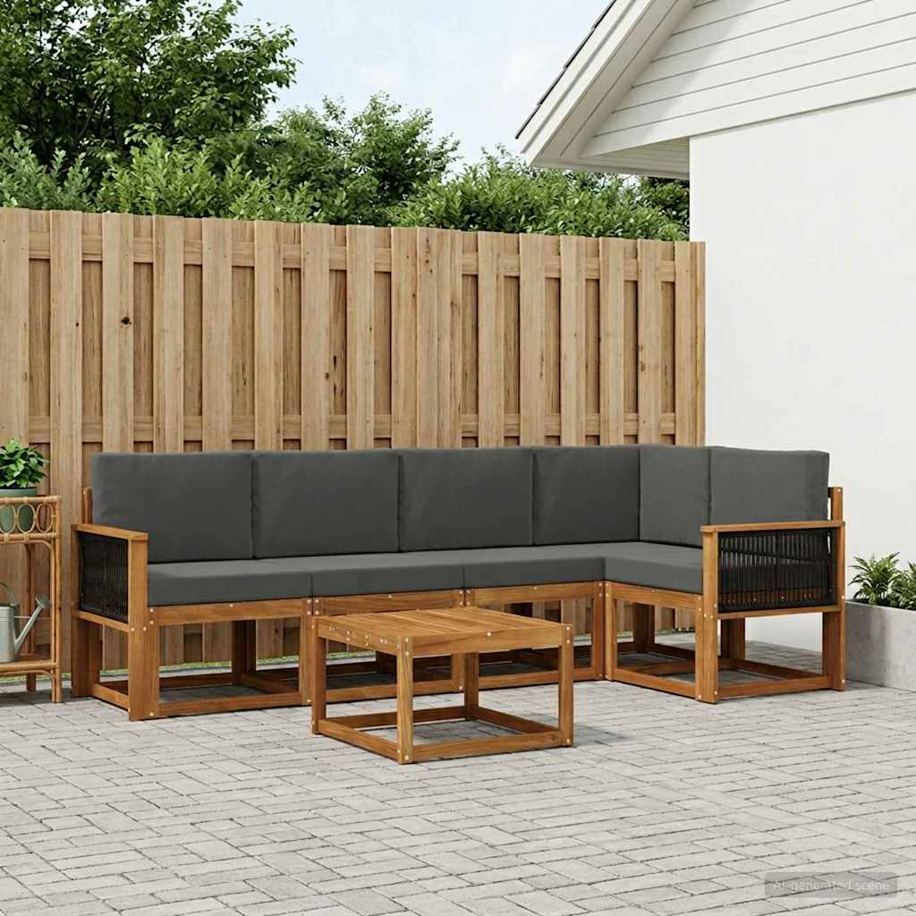 Buiten bankenset met kussen 6 pcs Natuurlijk en Antraciet is nu te koop bij PeponiXL, paradijselijk wonen!