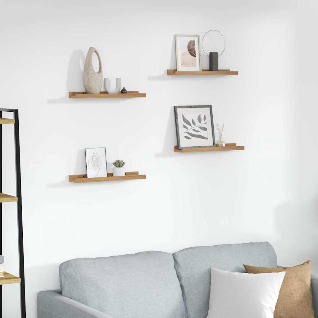 Wandplank Muurmontage 4 st Bruin 40 x 9 x 3 cm Bewerkt hout is nu te koop bij PeponiXL, paradijselijk wonen!