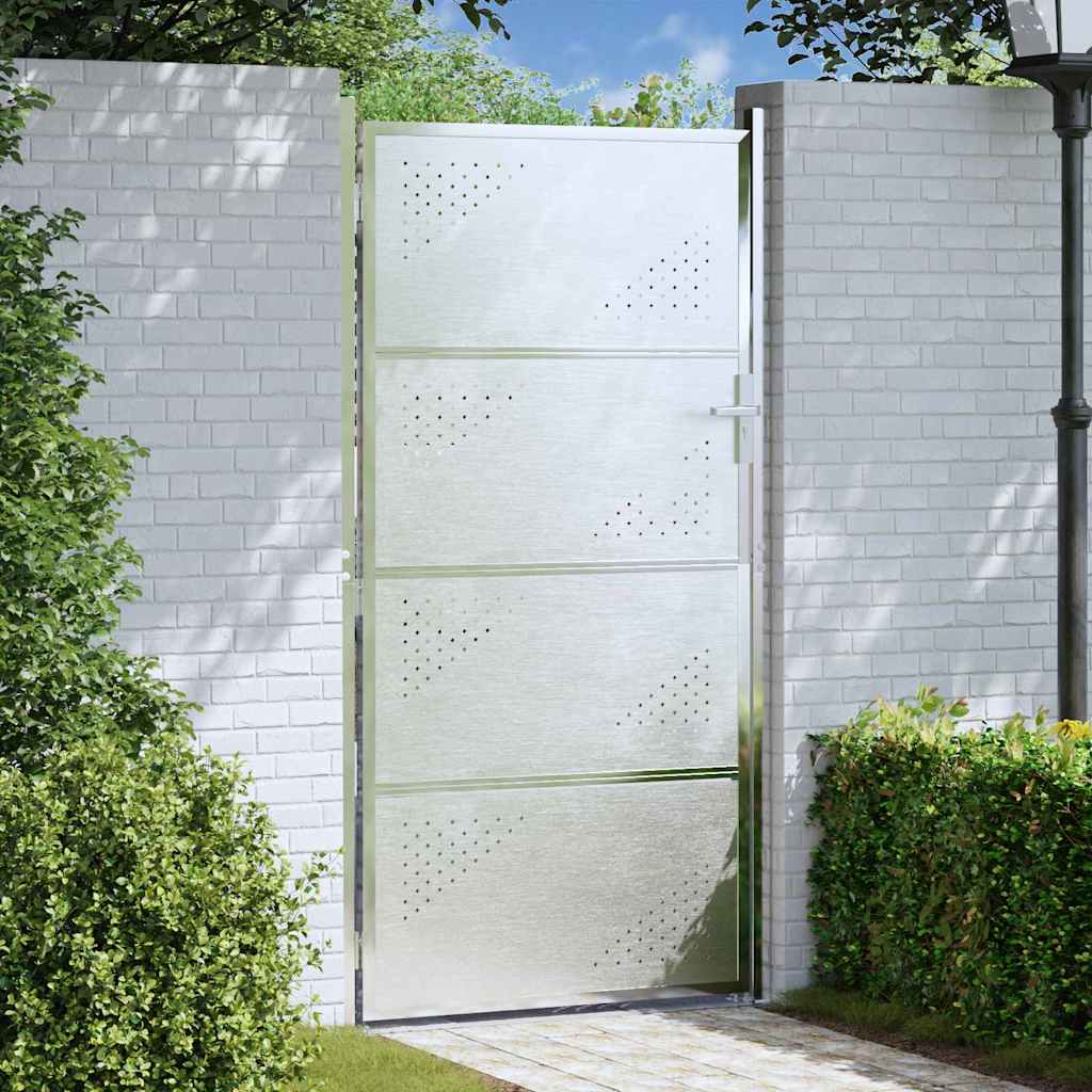 Tuinpoort met slot Zilver 96 x 200 cm Roestvrij staal is nu te koop bij PeponiXL, paradijselijk wonen!