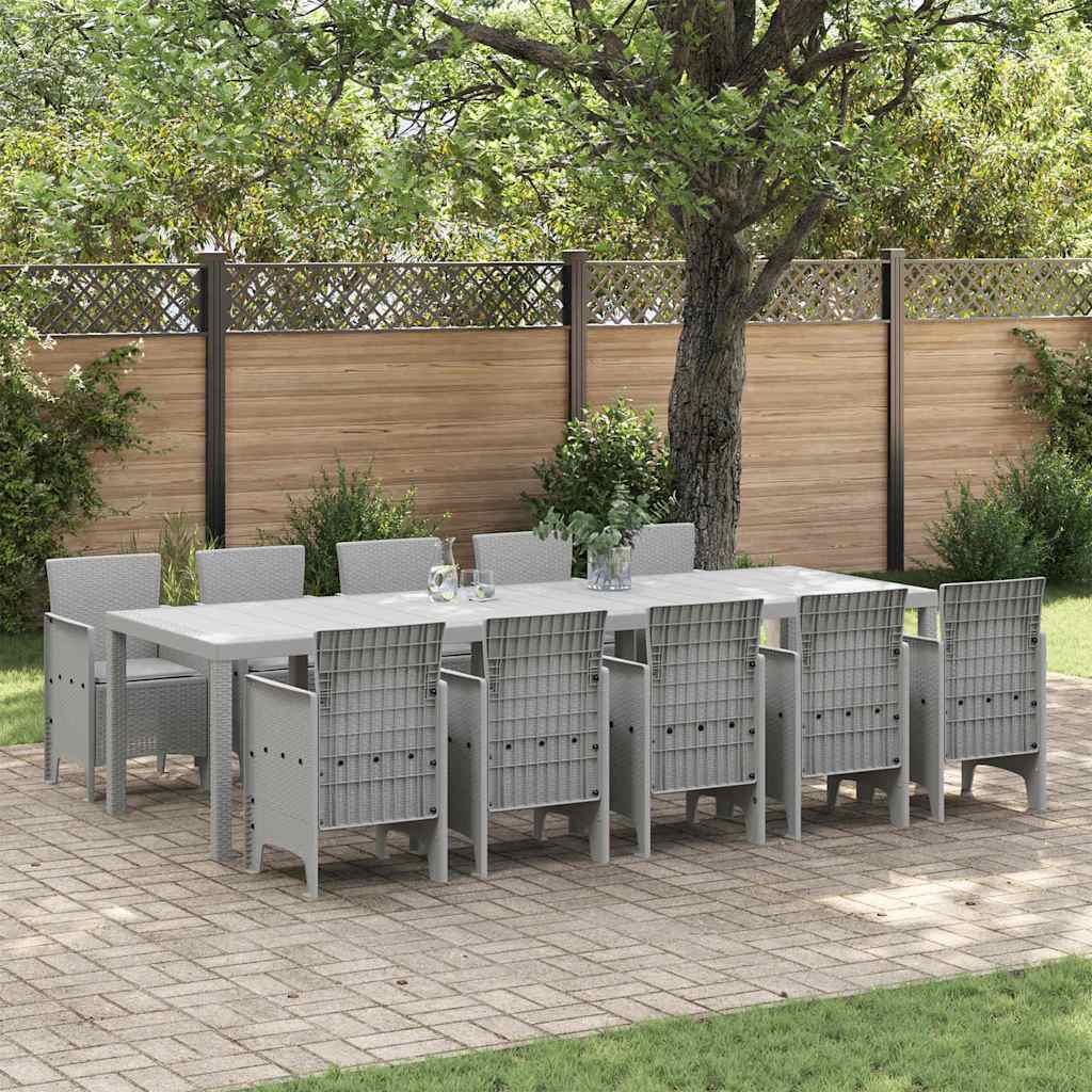 Tuin Eetset 11 st Lichtgrijs Rattan en Aluminium is nu te koop bij PeponiXL, paradijselijk wonen!