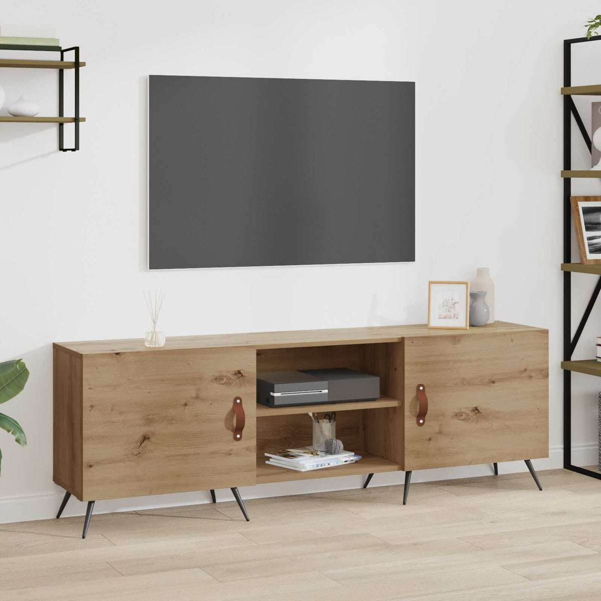 TV-kast 150 x 30 x 50 cm artisanaal eikenkleurig Bewerkt hout is nu te koop bij PeponiXL, paradijselijk wonen!