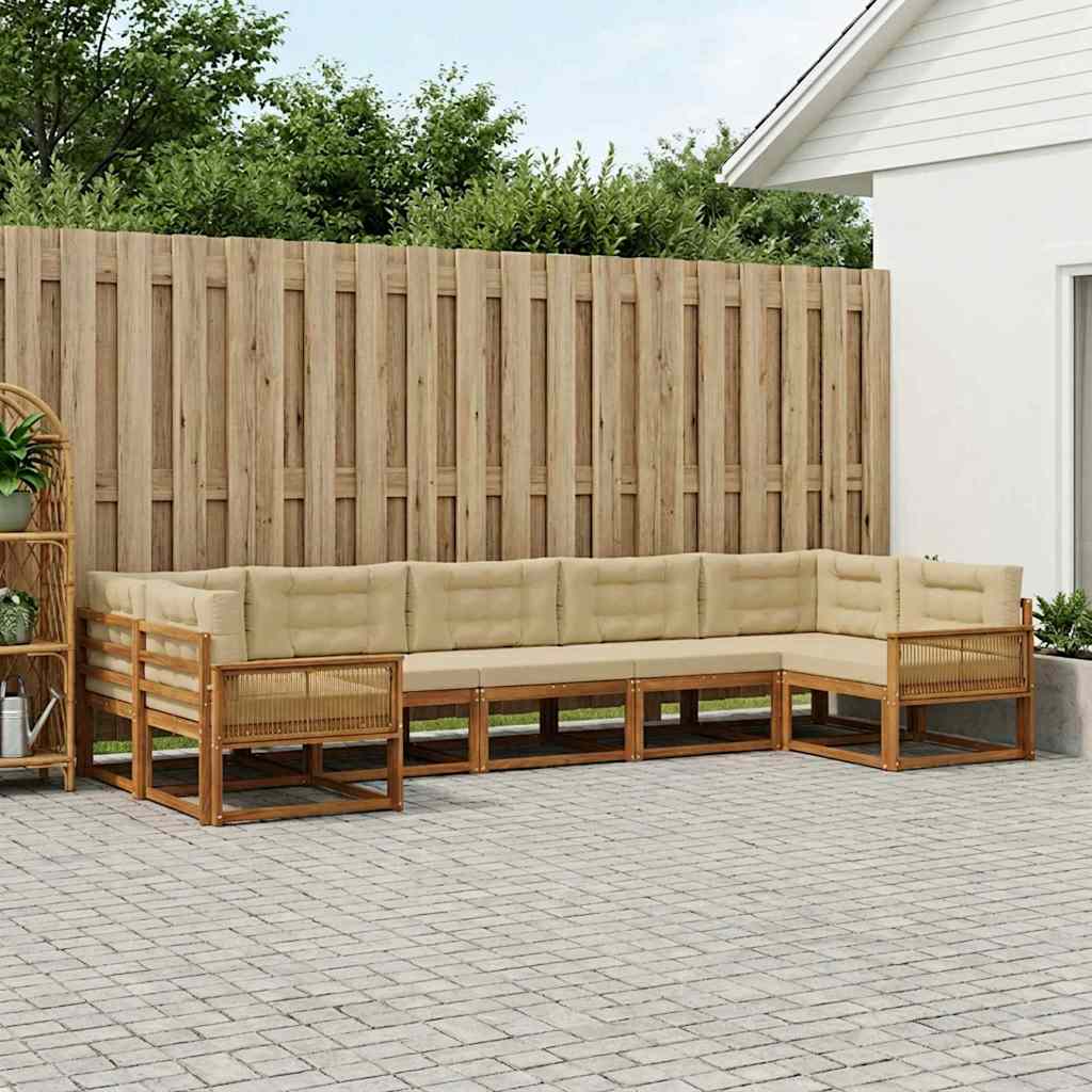 Buiten bankenset met kussen 7 pcs Natuurlijk en Beige is nu te koop bij PeponiXL, paradijselijk wonen!